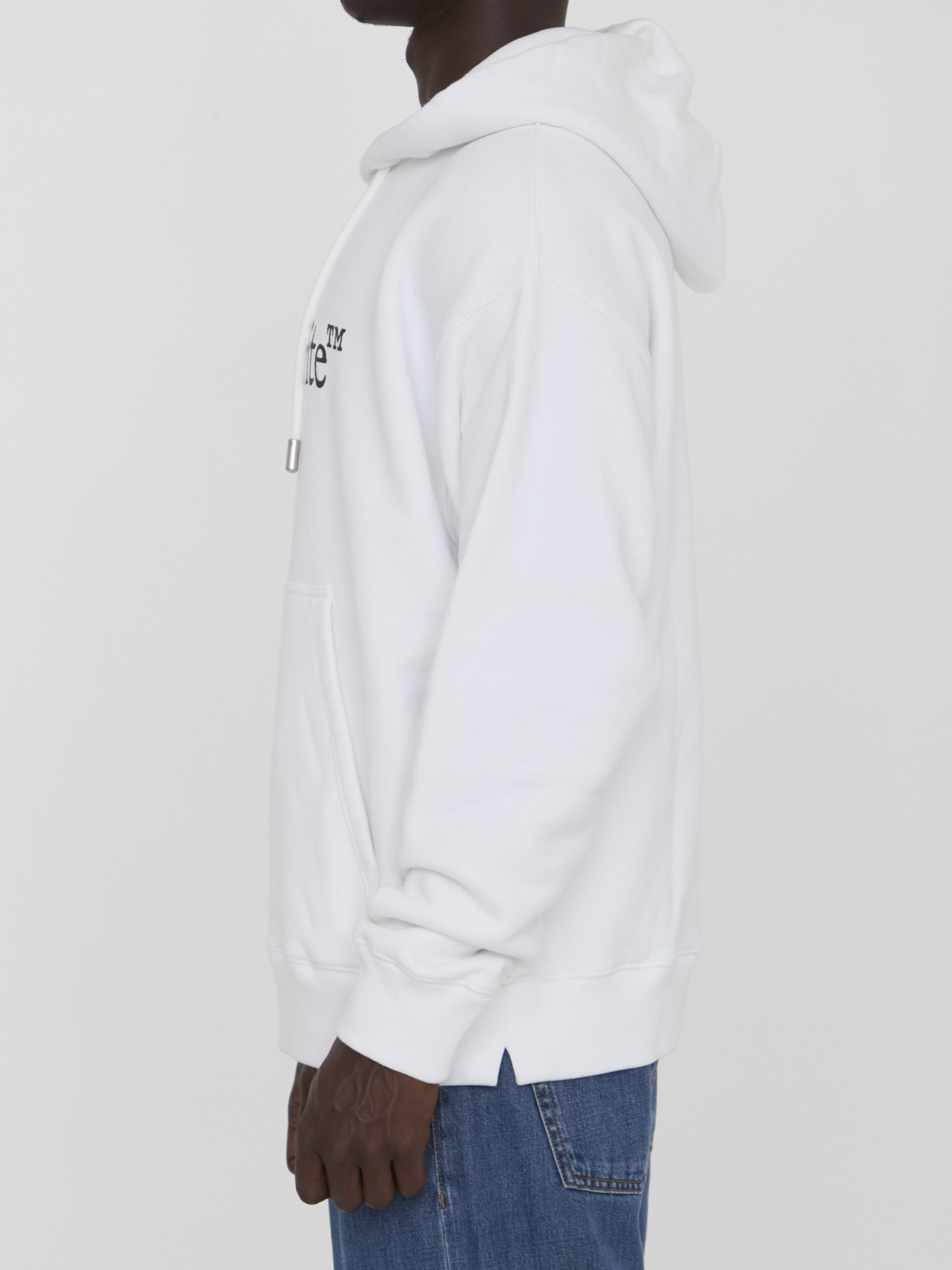 Off-white Cotton Sweatshirt Whit Frontal Logo Print In White