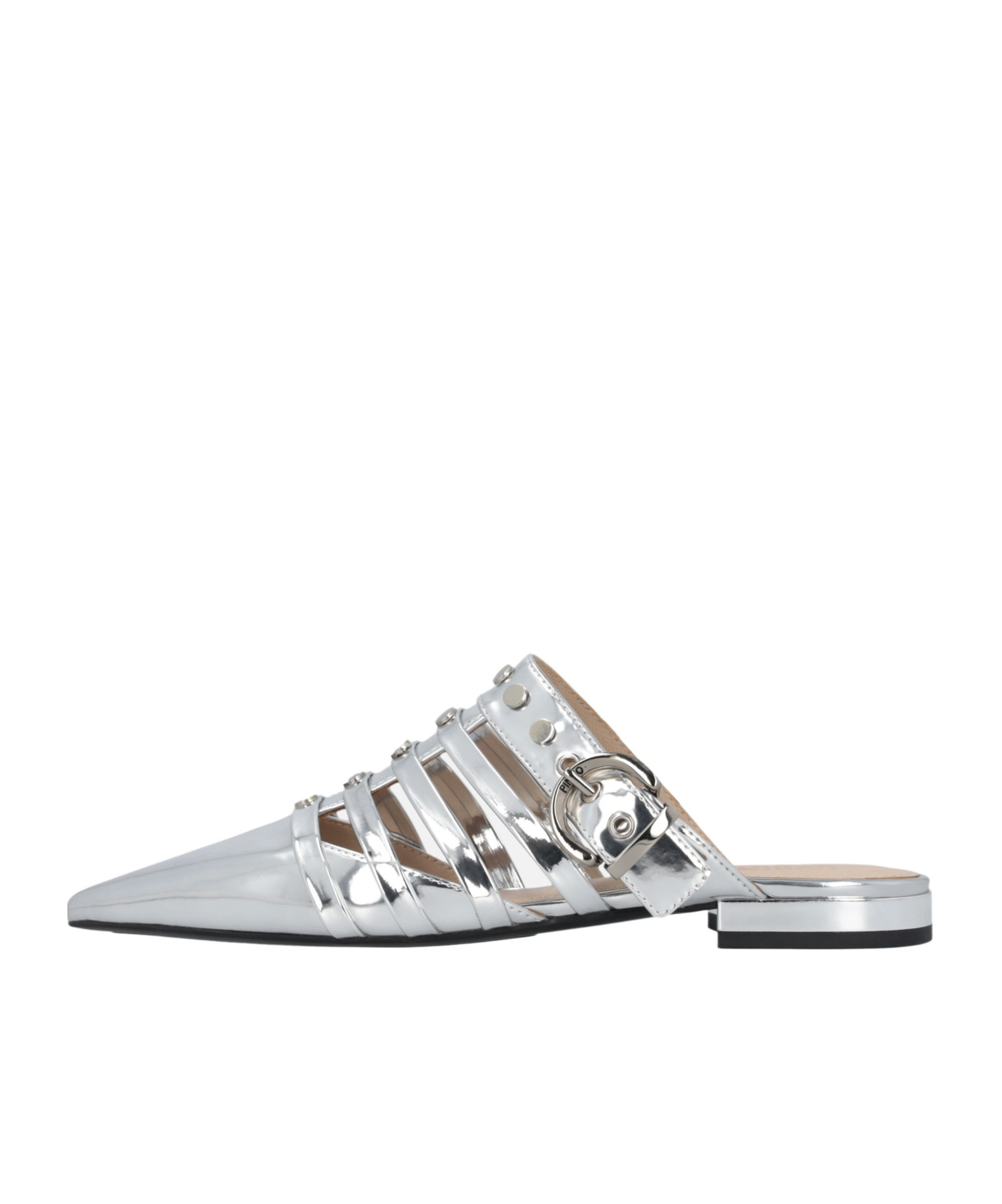 Pinko Leather Mules In Gold