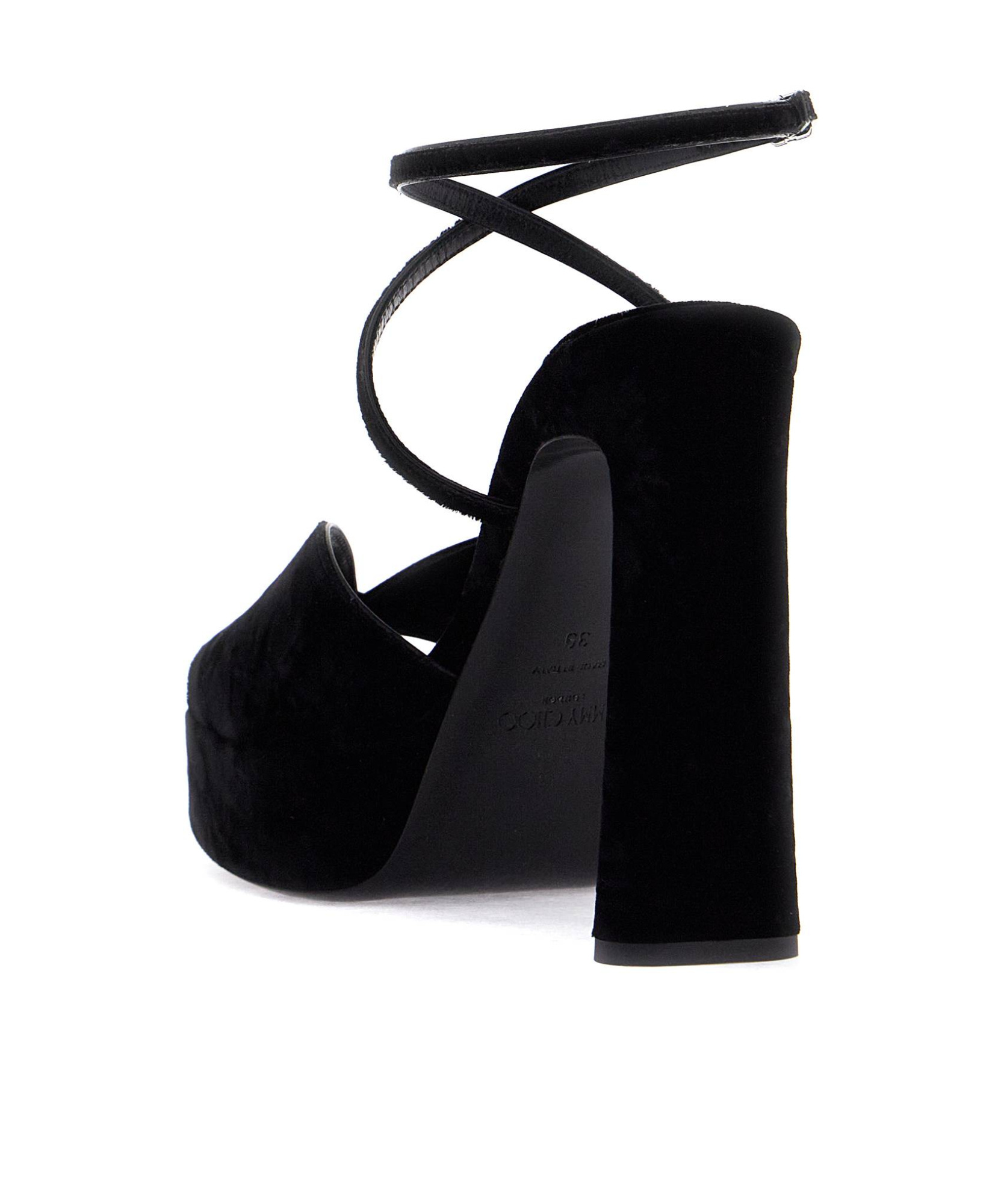 Jimmy Choo Karli 125 Velvet Platform Sandals In Black