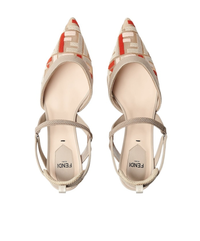 Fendi Colibri Lite Slingback In Beige Ff Mesh Women