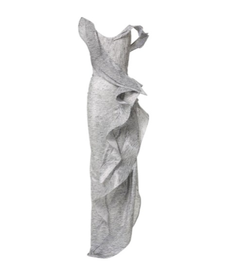 Maticevski Satellite Wave Ruffled Gown In Silver