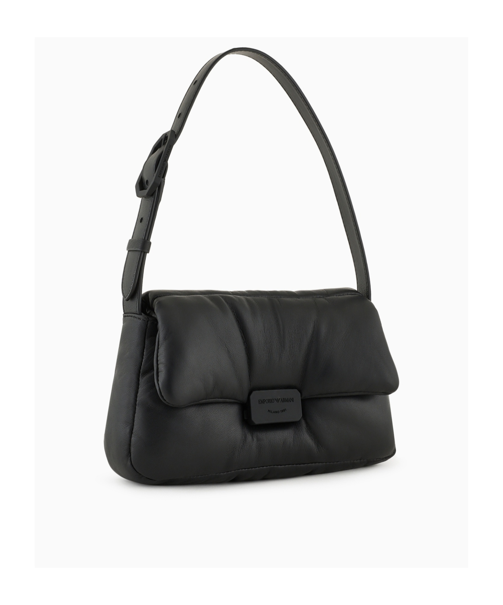Emporio Armani Logo-plaque Leather Shoulder Bag In Black