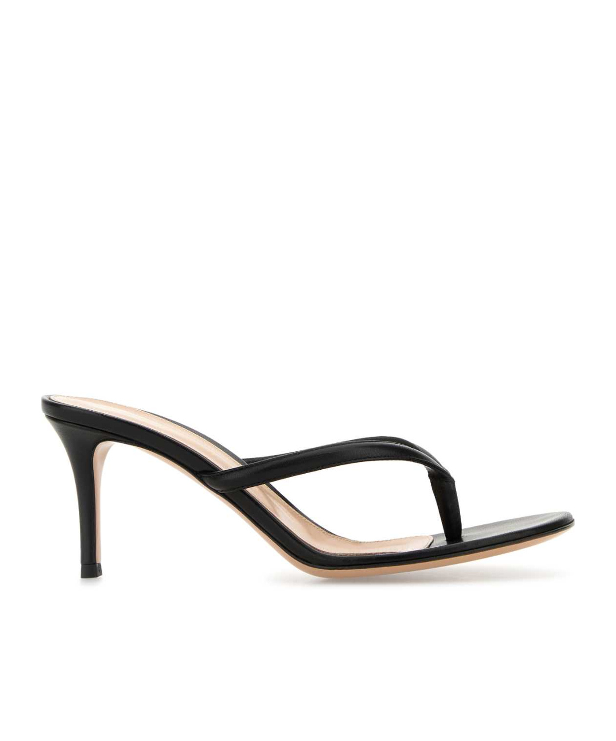 Gianvito Rossi Black Leather Calypso Thong Sandals