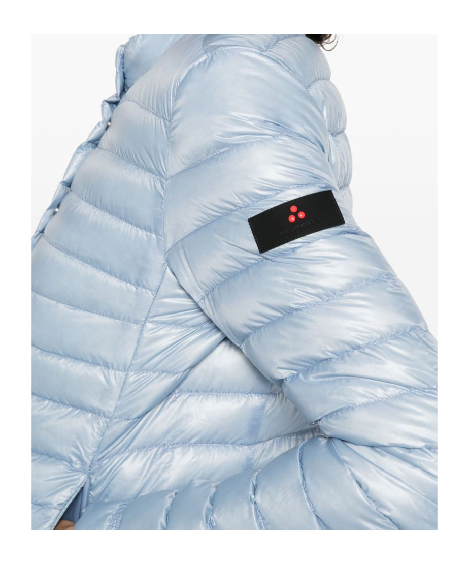 Peuterey Quilted Silver Jacket With Stand-up Collar