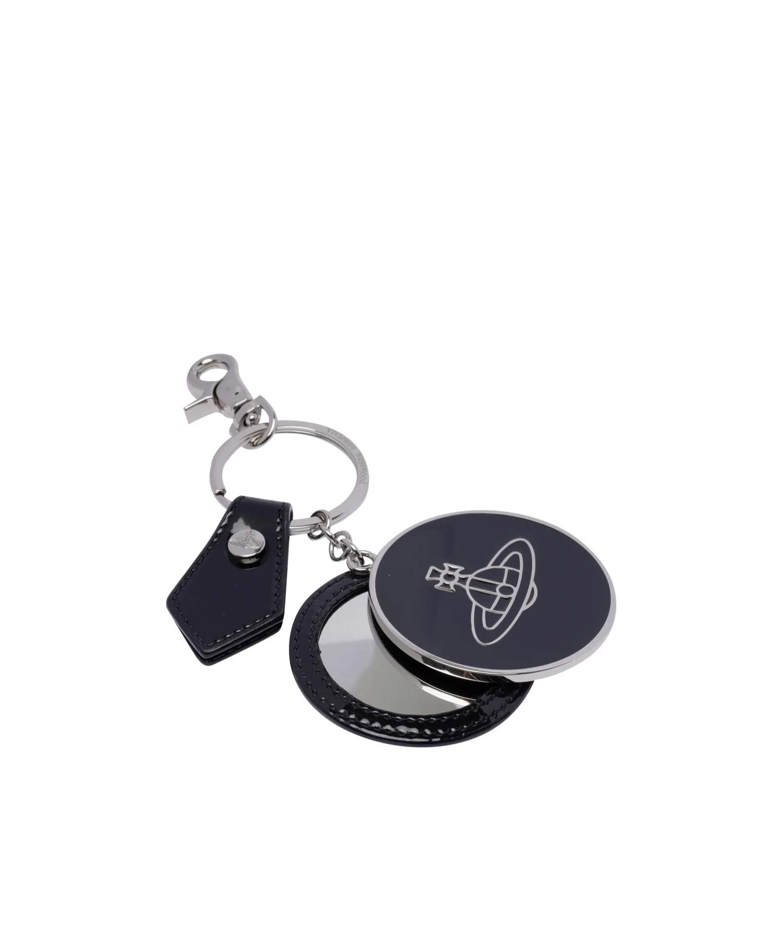 Vivienne Westwood Leather "orb" Keychain In Black