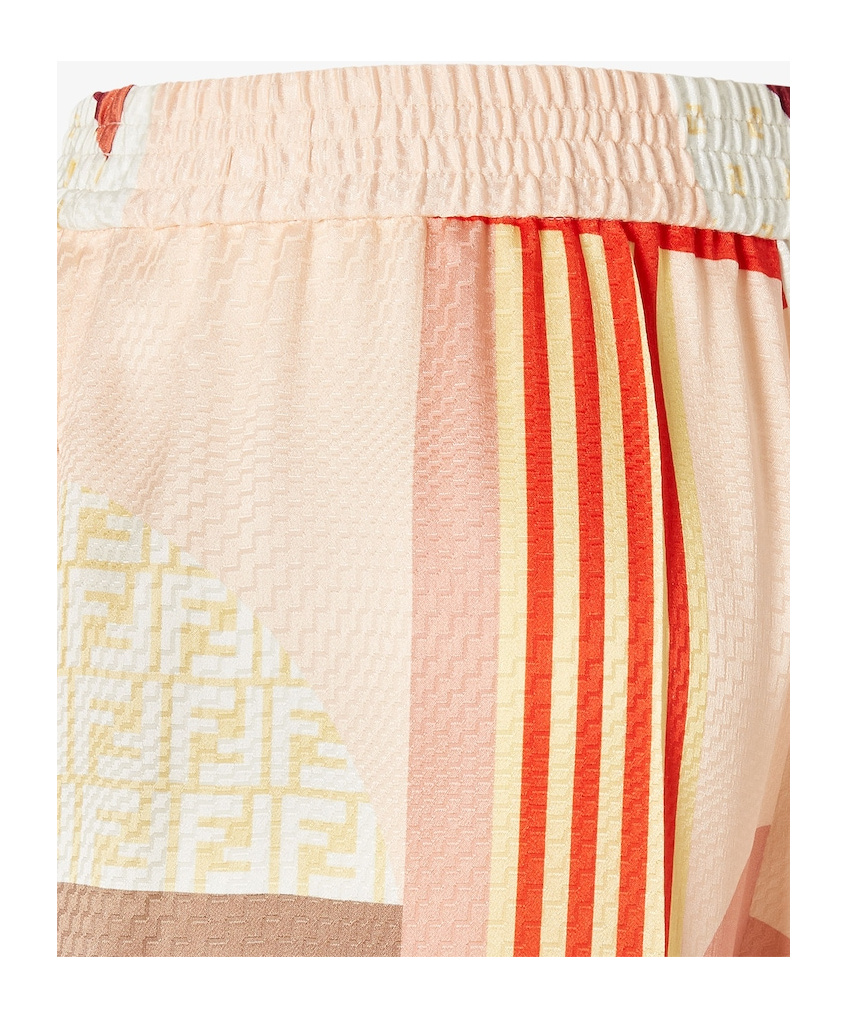 Fendi Patchwork Print Silk Trousers Multicolor In Multi