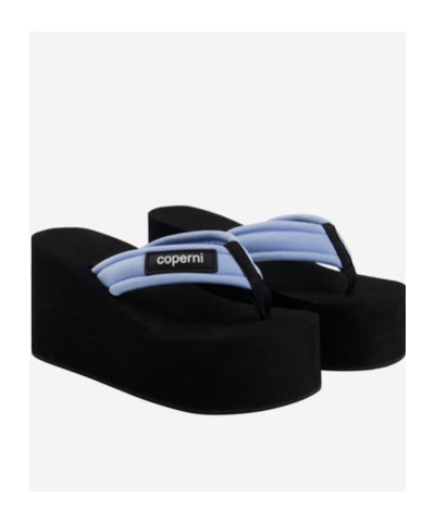 Shop Coperni Branded Wedge Sandal In Black Slope