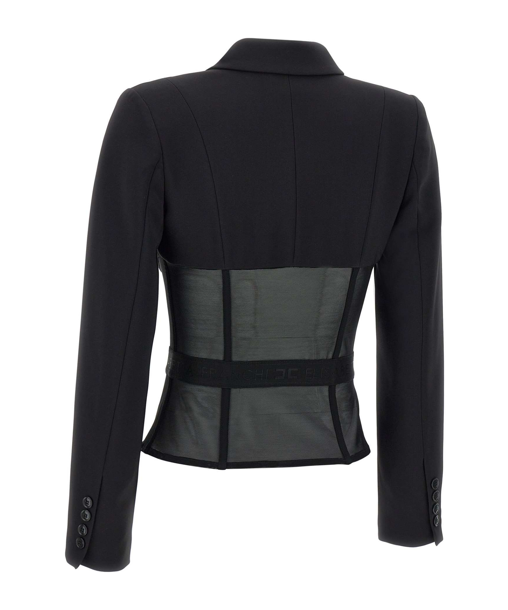 Elisabetta Franchi Tailored Blazer With Sheer Tulle Panels In Black