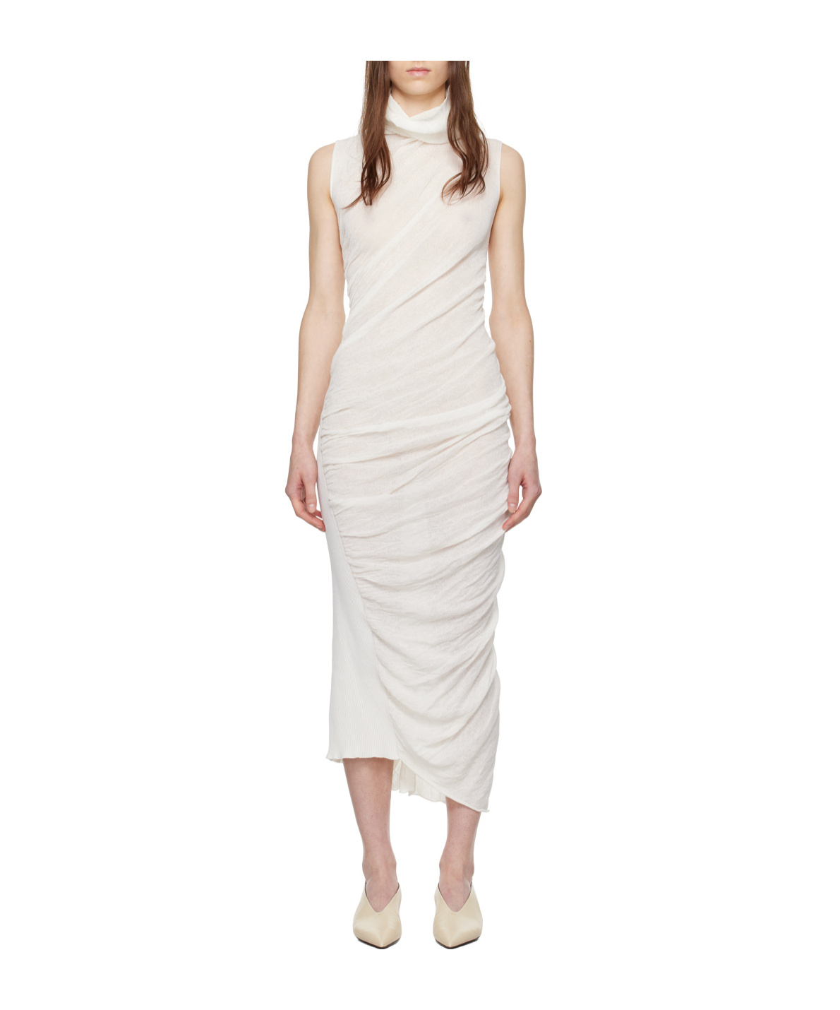 Issey Miyake Sleeveless Dress In White