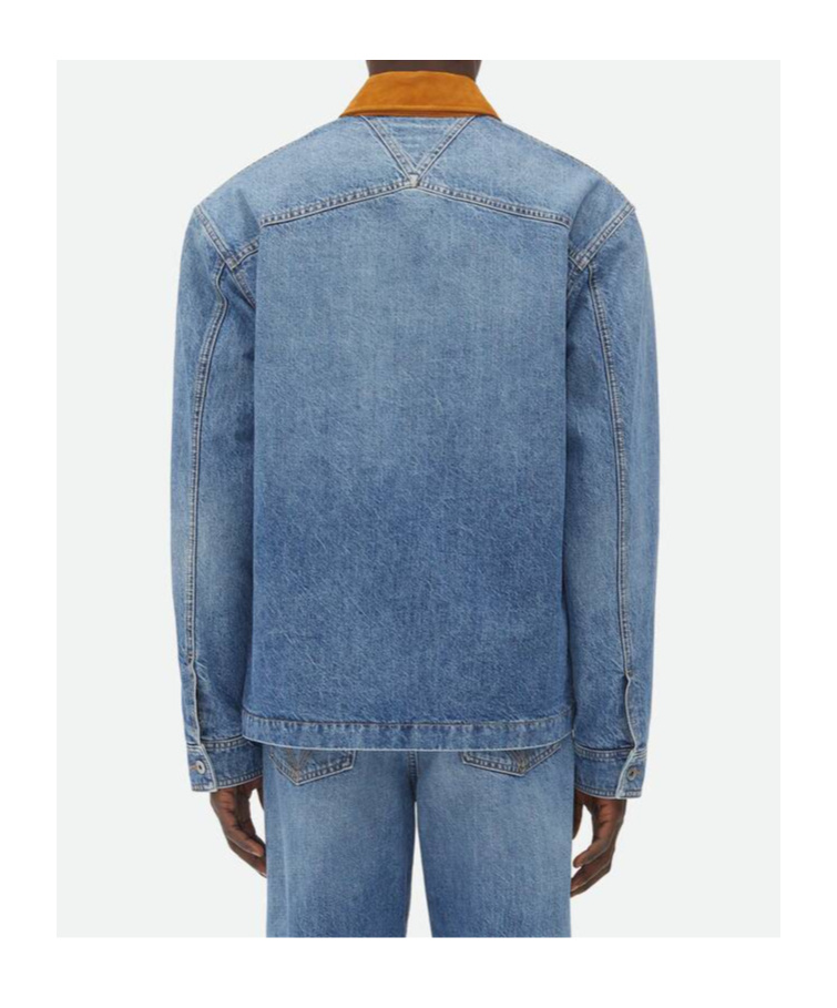 Shop Bottega Veneta Long-sleeved Denim Jacket In Blue