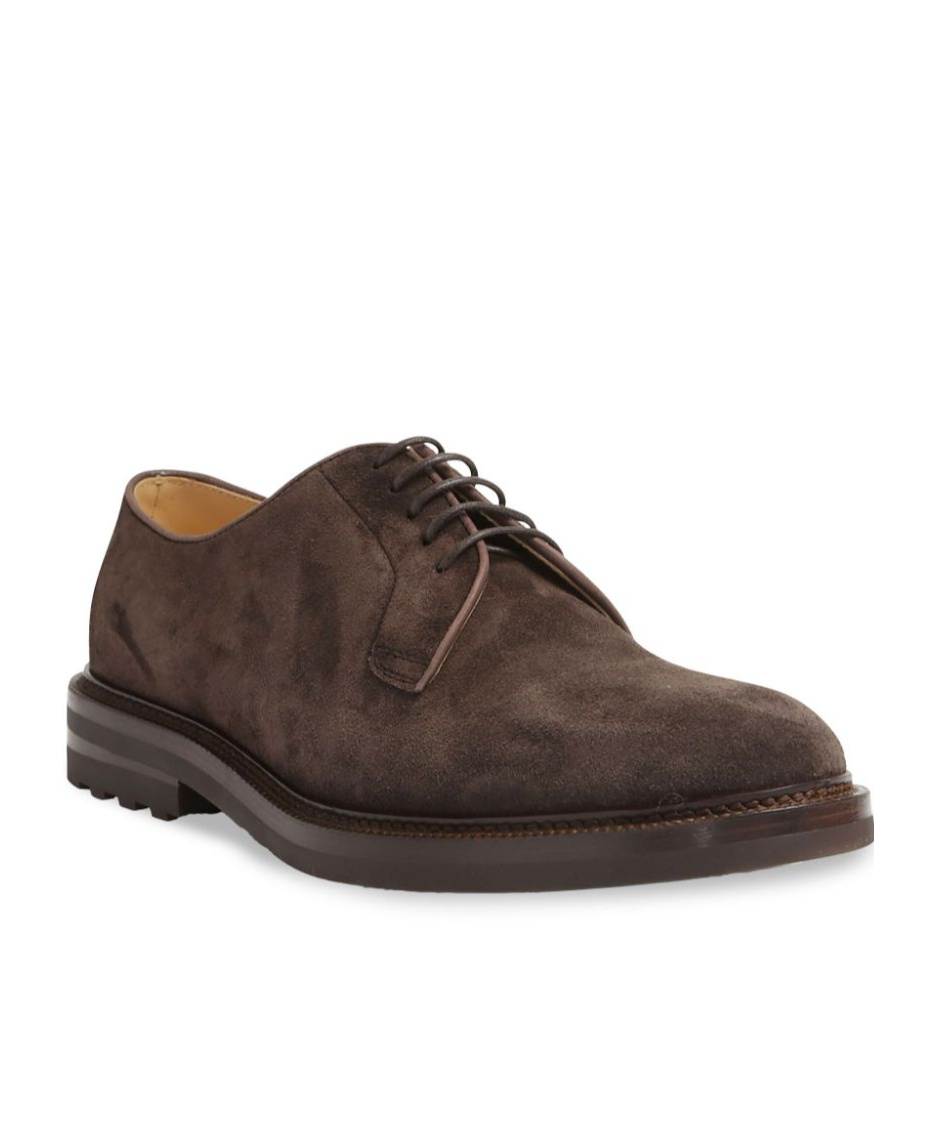 Brunello Cucinelli Cucinelli Derby In Camoscio Moro In Black
