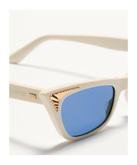 Valentino Occhiale Cat-eye In Acetato In Ivory/blue