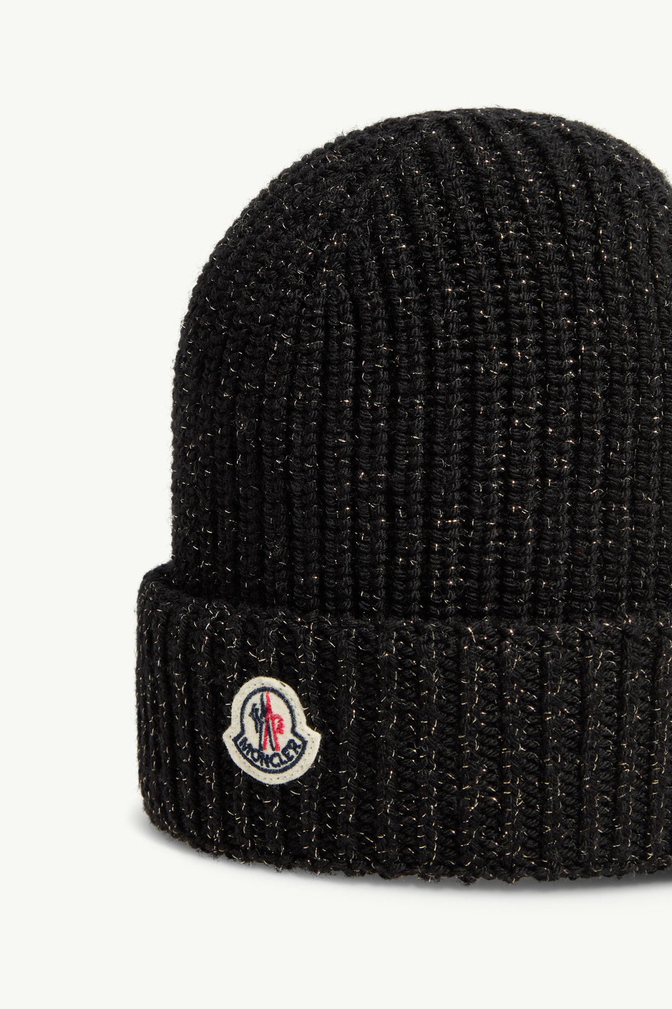 Moncler Metallic Wool Beanie In Black