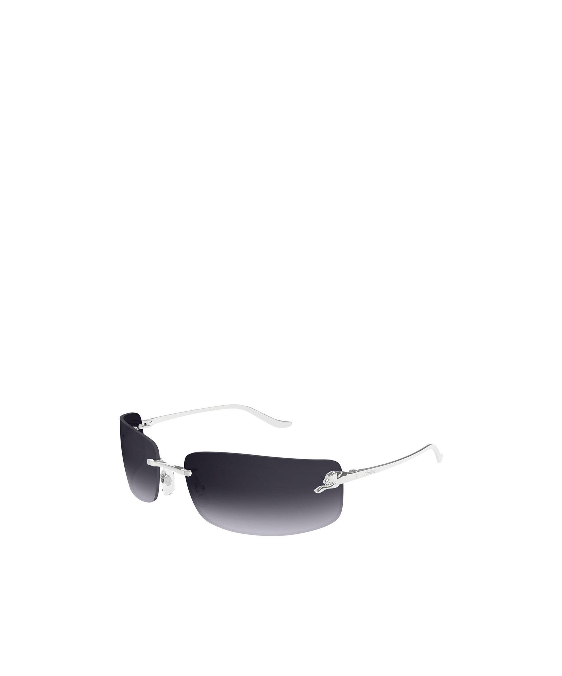 Cartier Panther Rimless Rectangle Metal Sunglasses In Black
