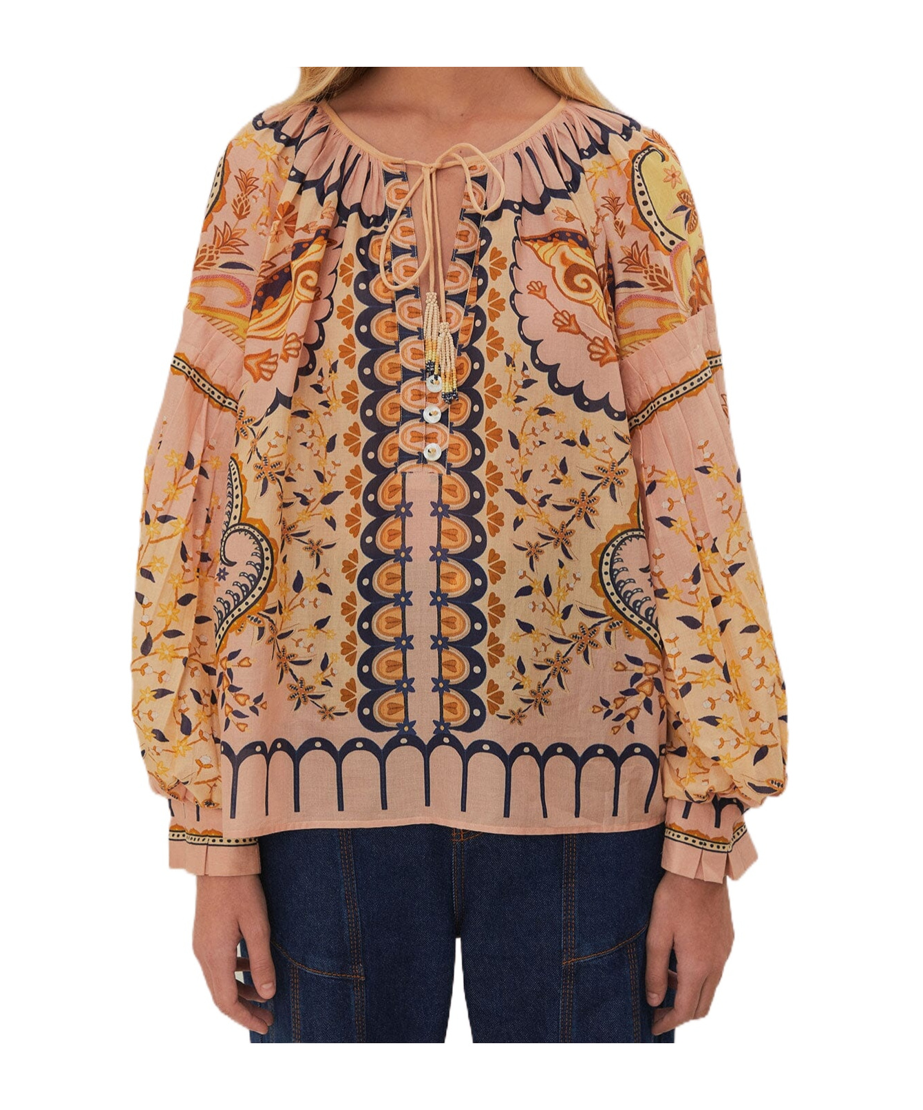 Shop Farm Rio Jaipur Blouse In Nude