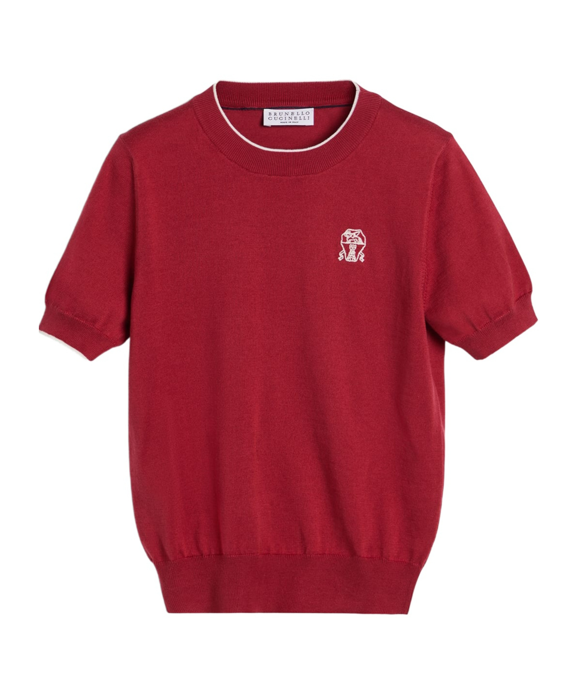 Brunello Cucinelli Knitted T-shirt In Ruby Colour