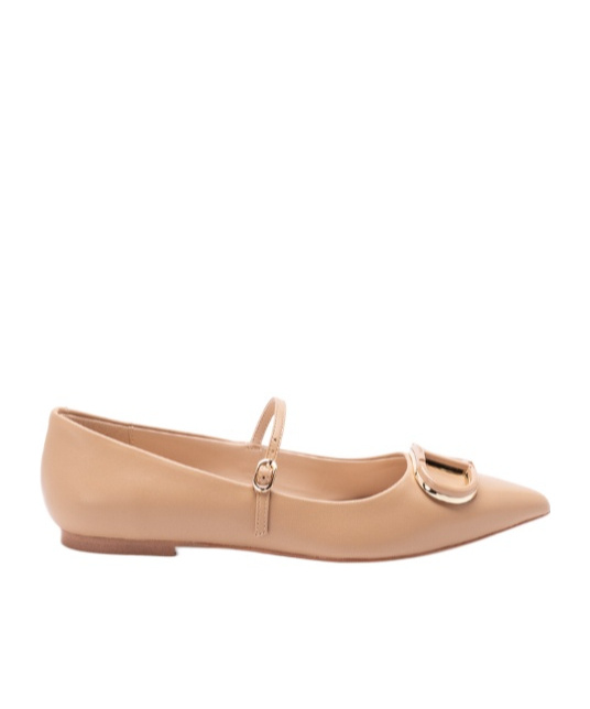 Shop Twinset Logo-plaque Ballet Flats In Nude