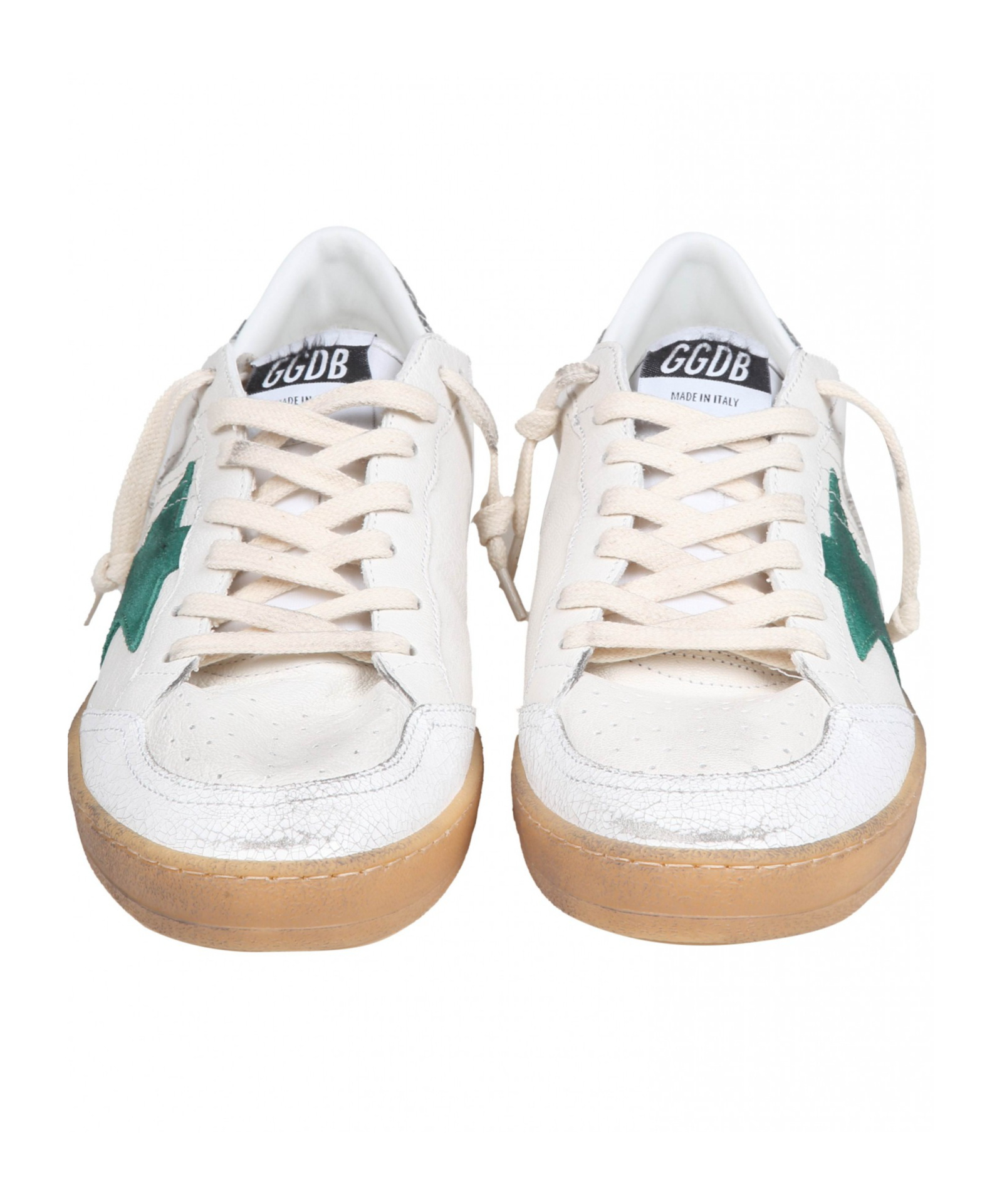 Golden Goose Leather Low Top Sneakers With Distressed Effect In White