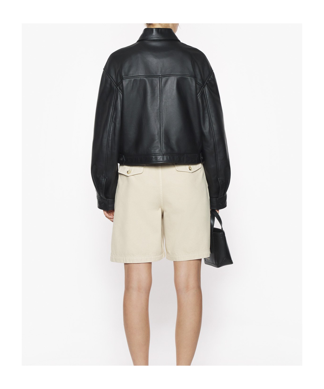 MAISON KITSUNÉ CROPPED LEATHER JACKET