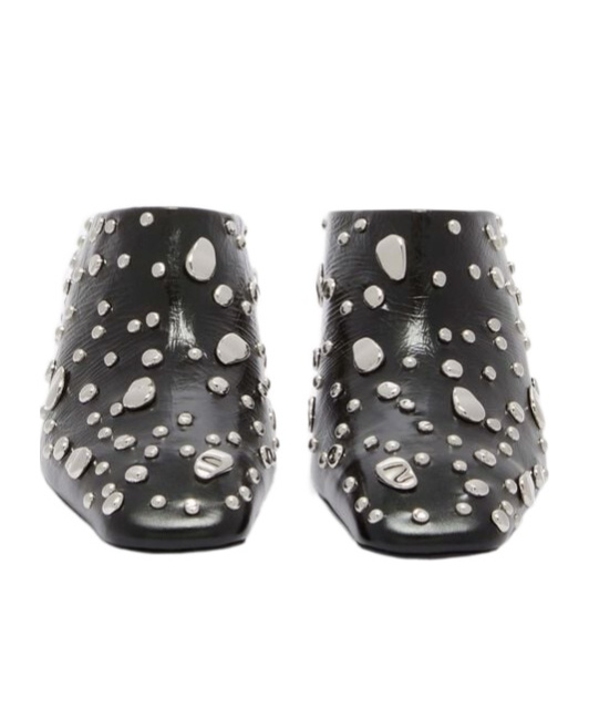 Jil Sander Leather Rivet-embellished Mules 45 In Black