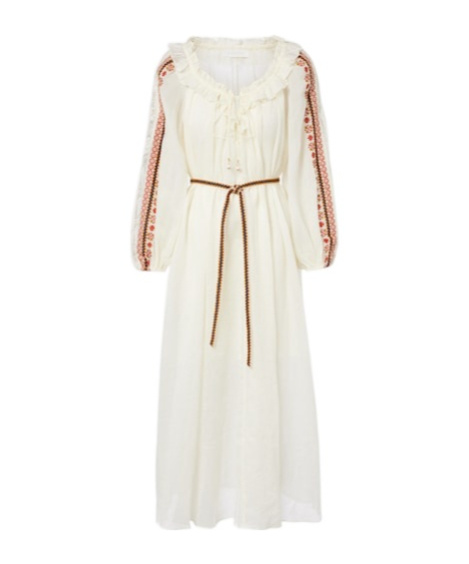 Zimmermann Aster Embroidered Ramie Maxi Dress In White