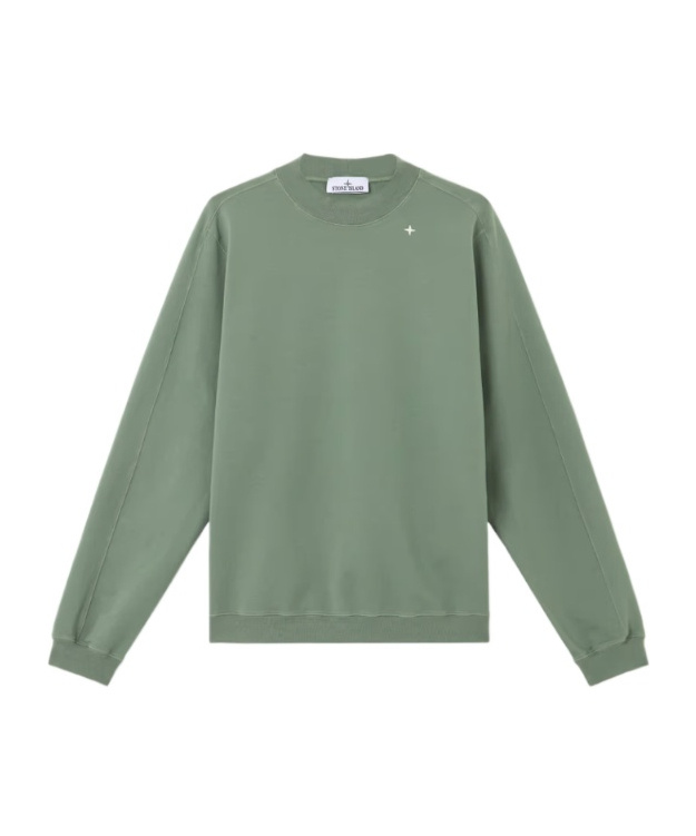 Stone Island Crewneck Sweatshirt With Star Embroidery In Green