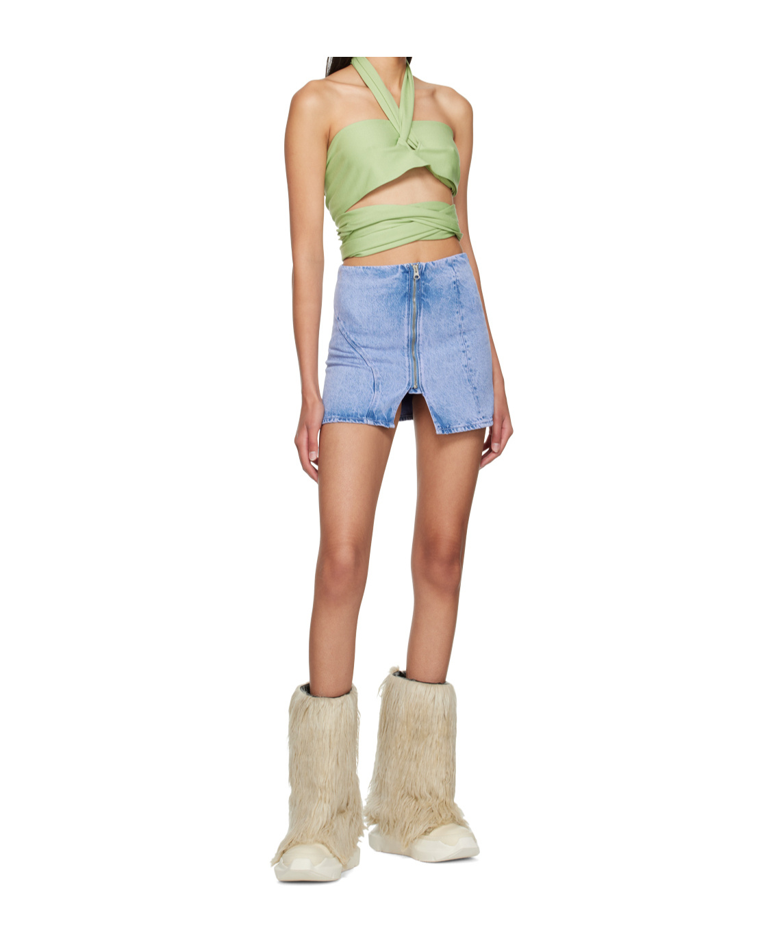 Avavav Ssense Exclusive Purple Denim Miniskirt In Blue
