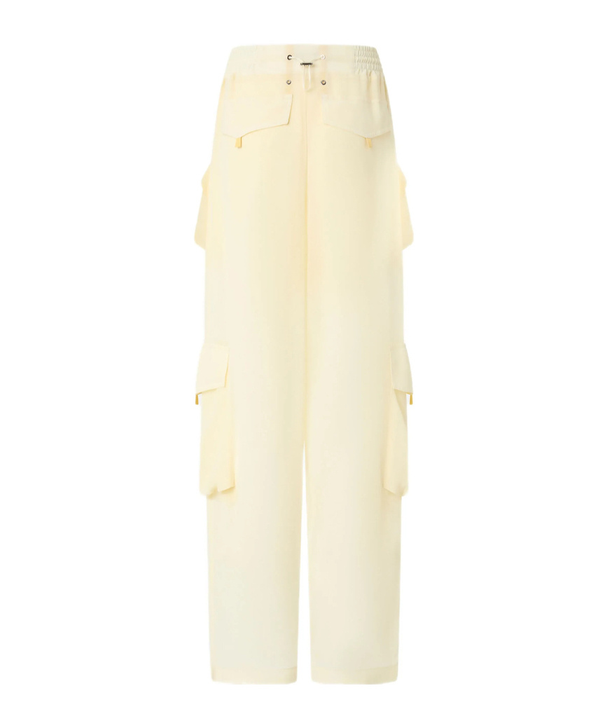 Pinko Sheer Georgette Cargo Trousers In Yellow