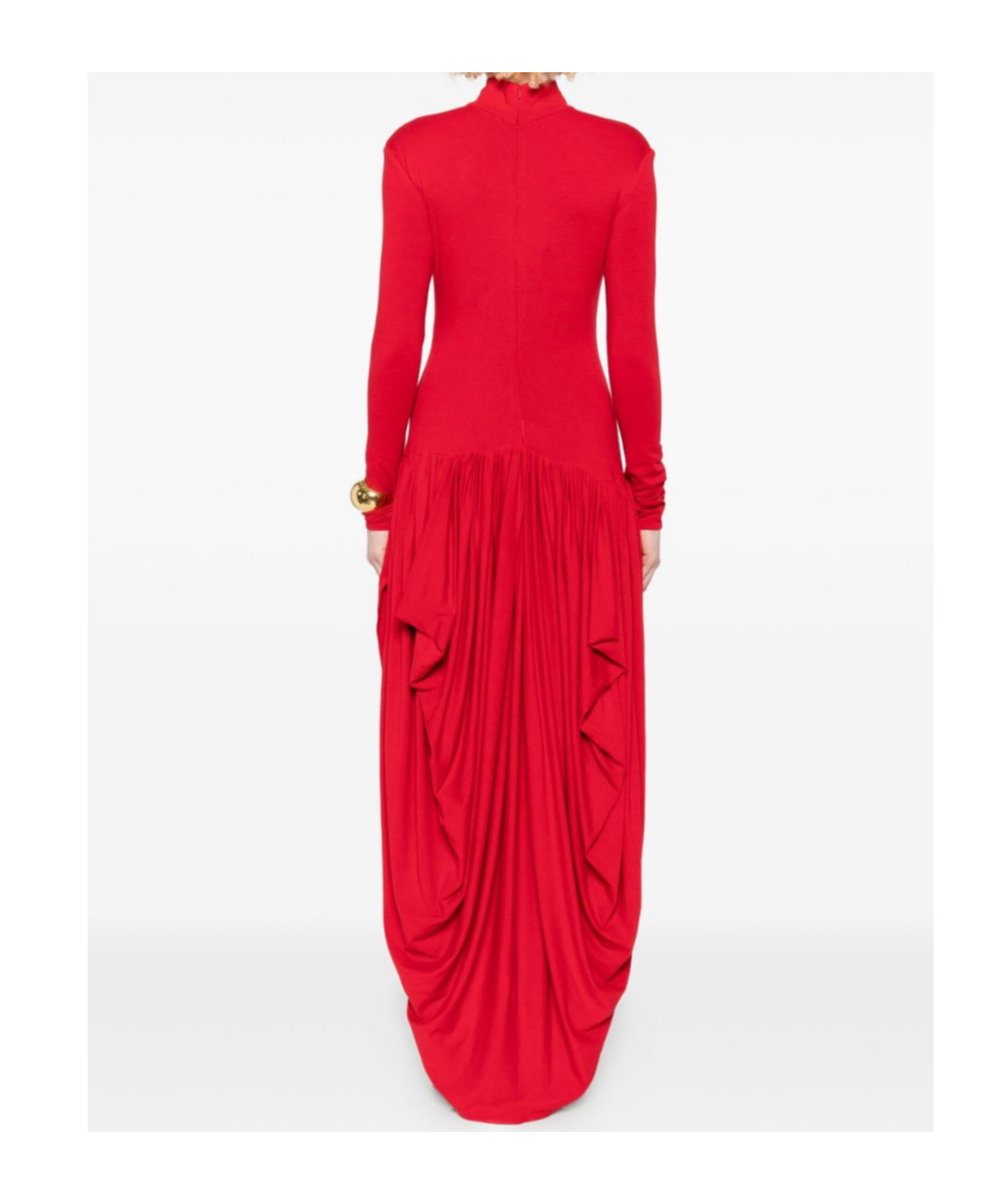 Magda Butrym High-neck Pleated Dress In Red