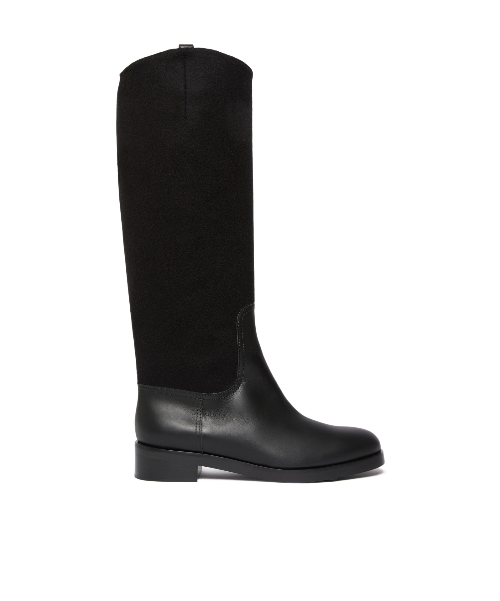 Max Mara Camel And Leather Boots In Black