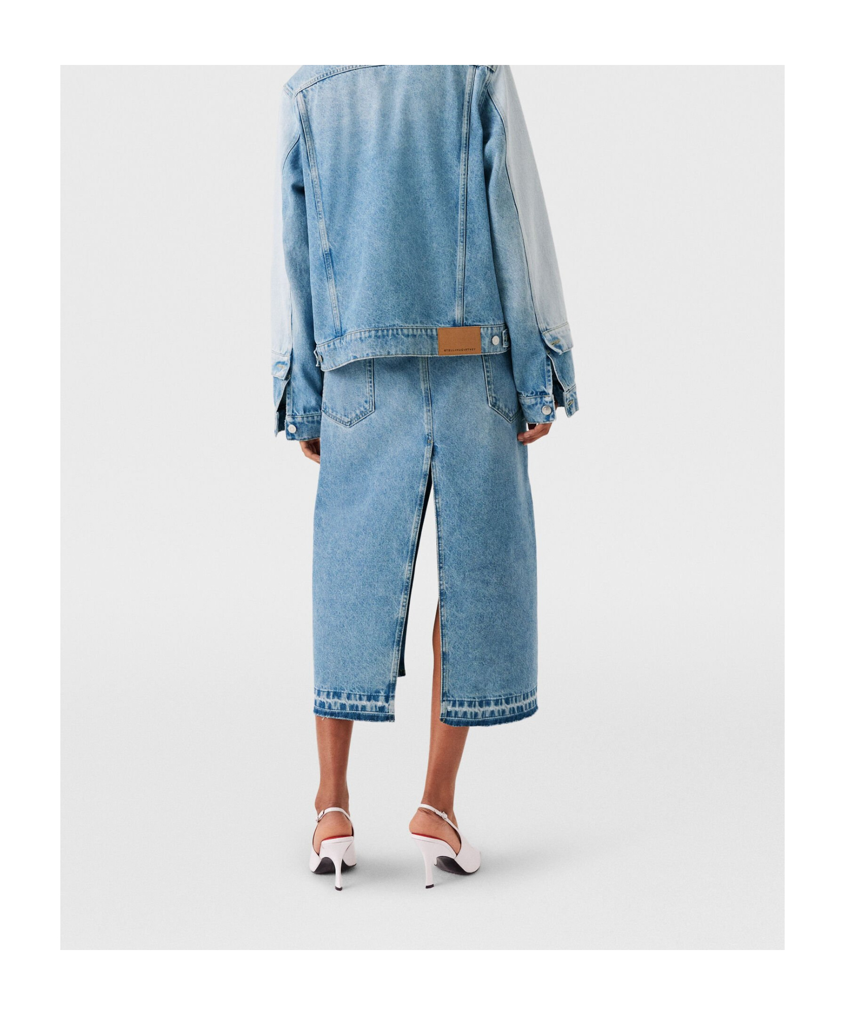 Stella Mccartney Contrast-color Paneled Denim Skirt In Blue