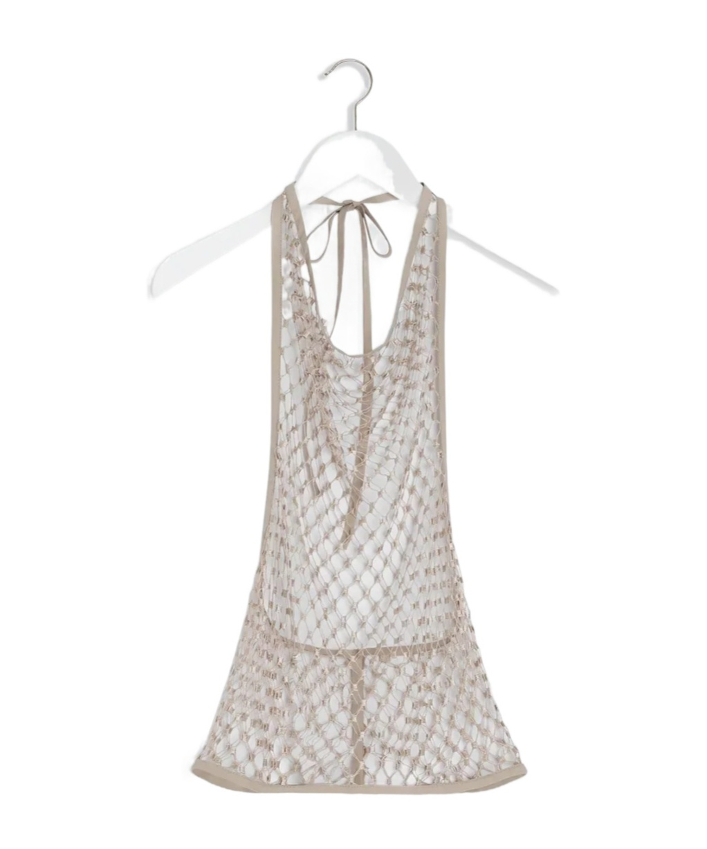 Lemaire Fishnet Halter Top In Neutral