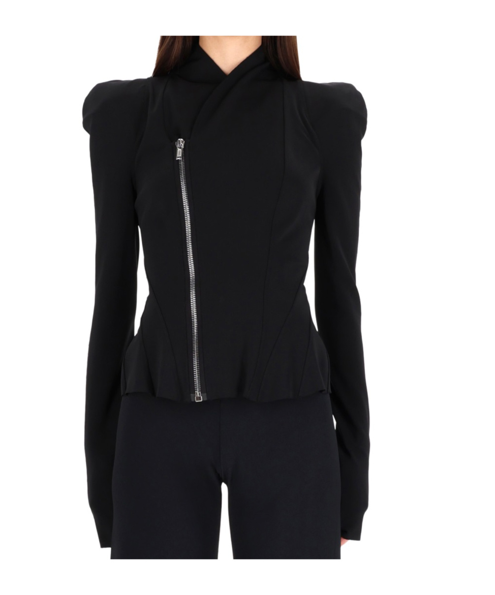 Rick Owens Lilies Princess Asymmetric Zip Jacket In Black
