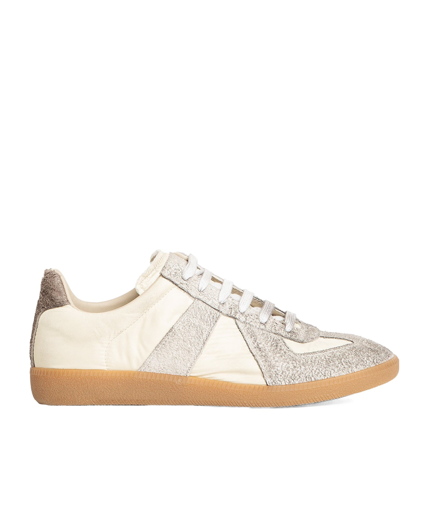 Maison Margiela Sneakers In Beige With Front Lace-up Fastening In White