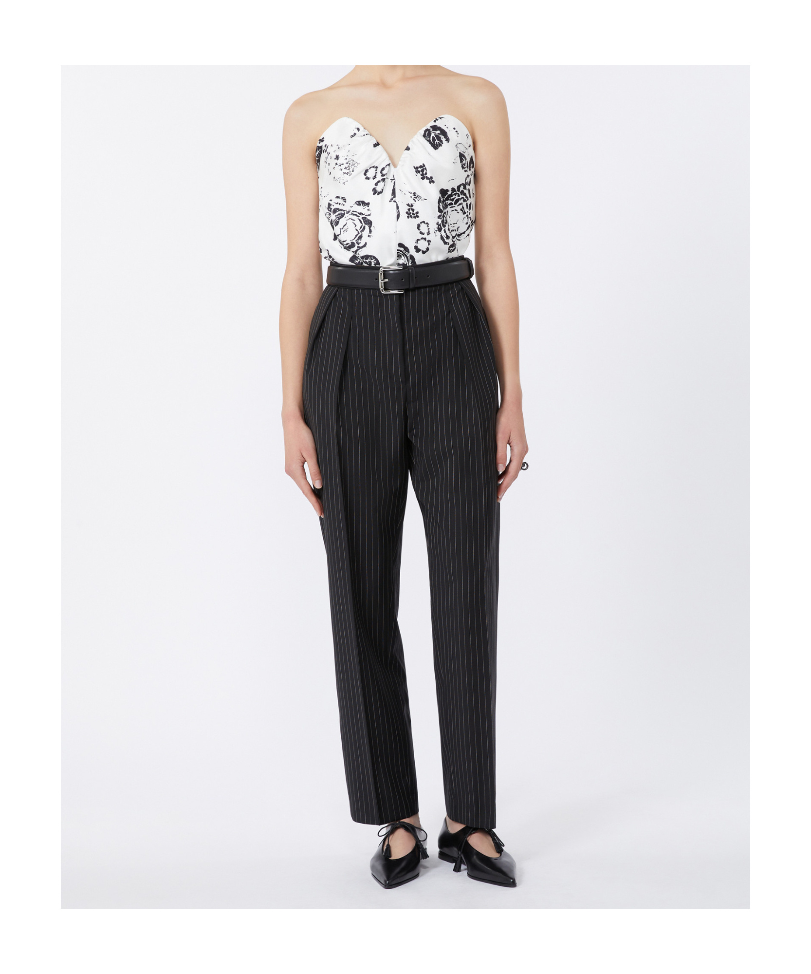 Max Mara Printed Silk Corset Top In White