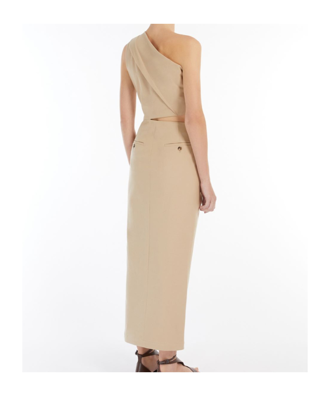 Shop Max Mara One-shoulder Dress In Nude
