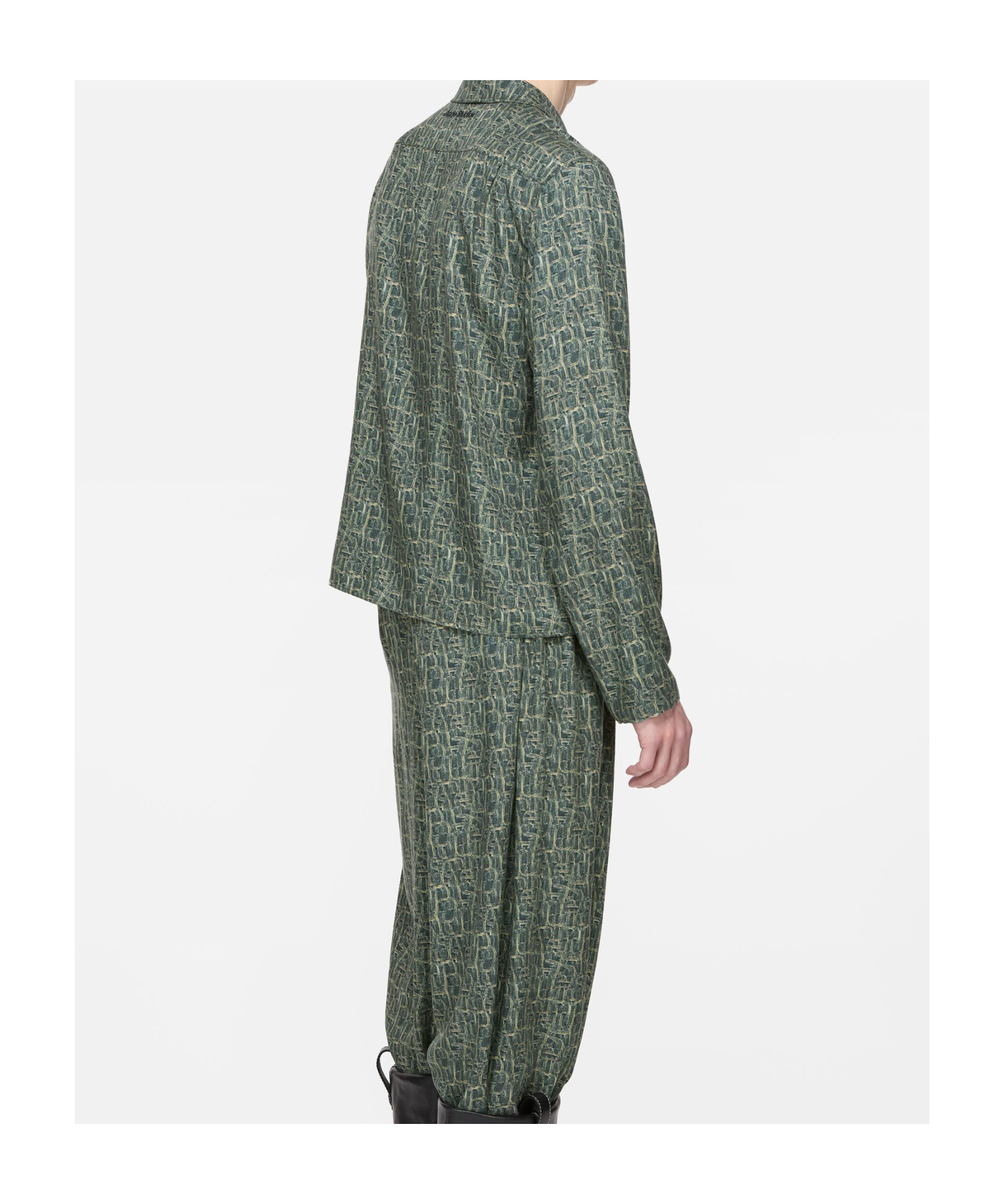 Acne Studios Monogram Button-up Shirt In Green
