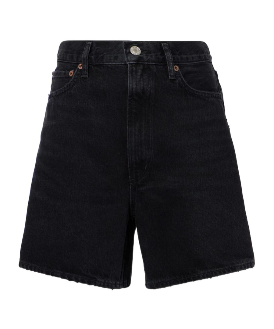 Agolde Stella High-waisted Denim Shorts In Black