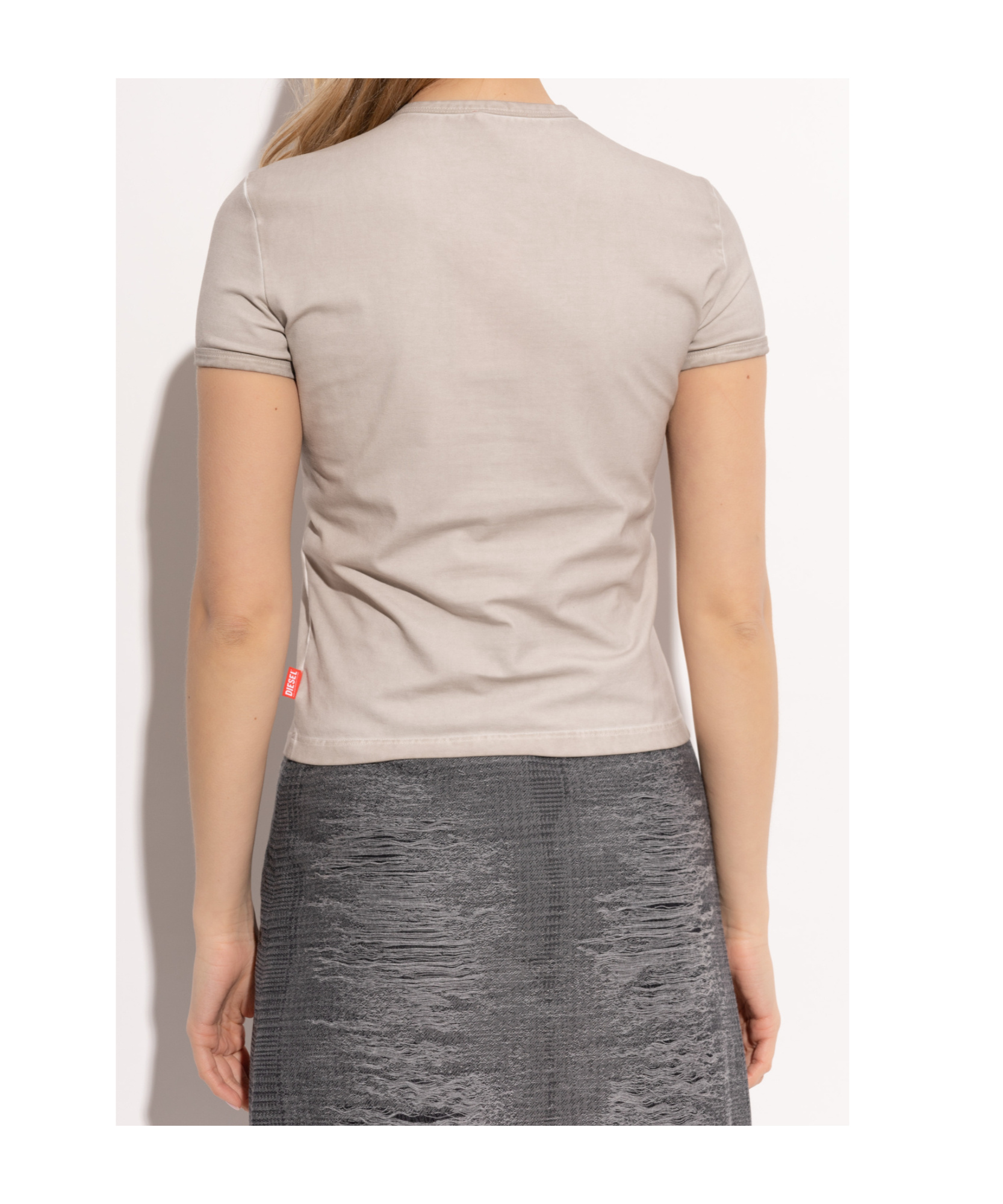 Diesel 't-nekka' White T-shirt With Embossed Details On The Front In Nude