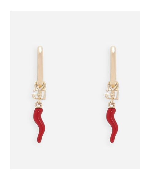 Dolce & Gabbana Dg Horn Drop Hoop Earrings In Yellow