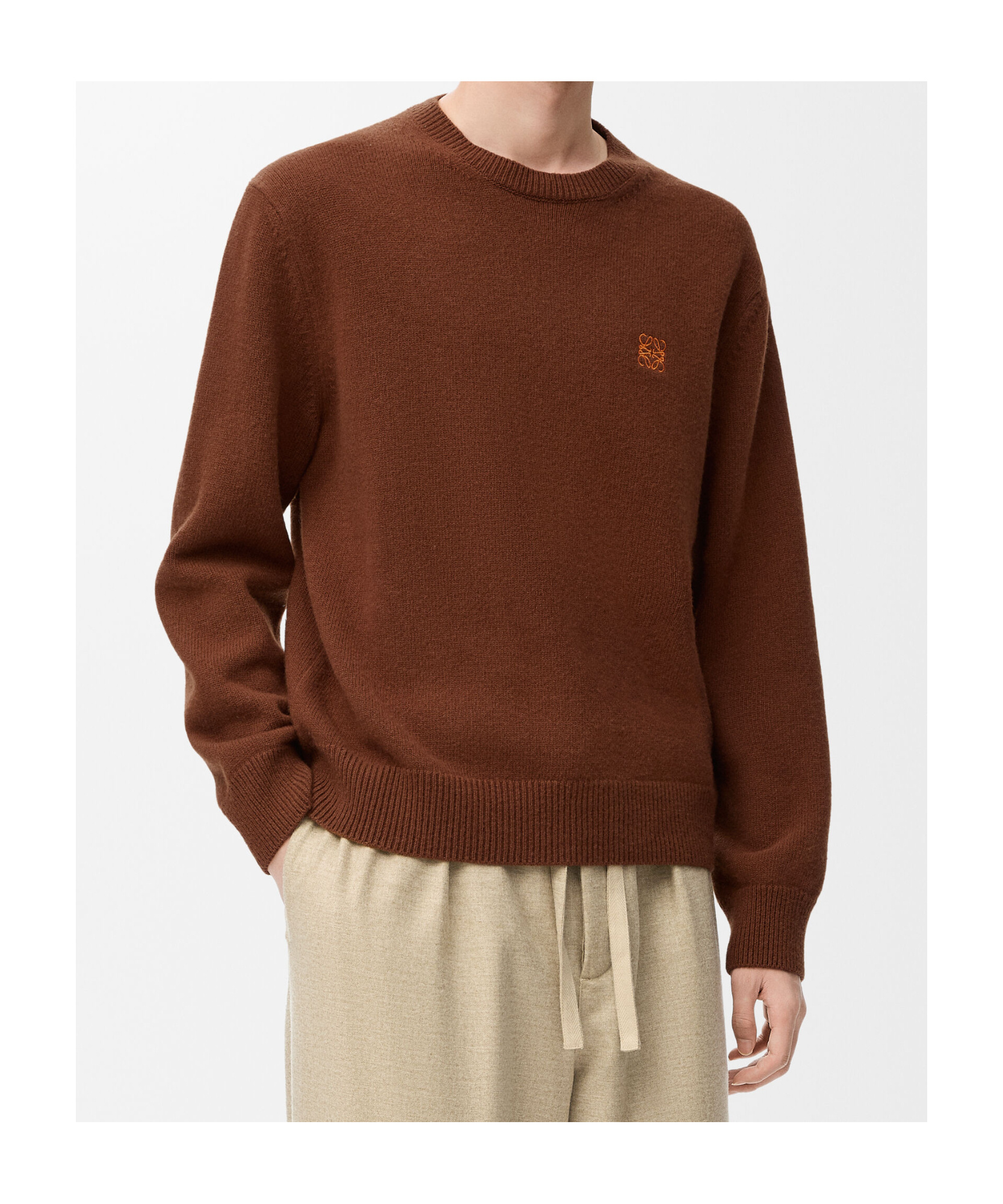 Loewe Logo-embroidered Sweater In Brown