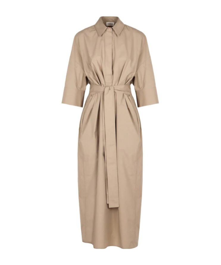 P.a.r.o.s.h Parosh Belted Cotton Dress In Brown
