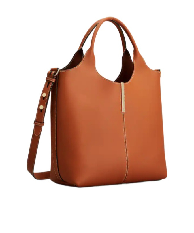 Tod's Logo Engraved Small Shopper Bag In Brown