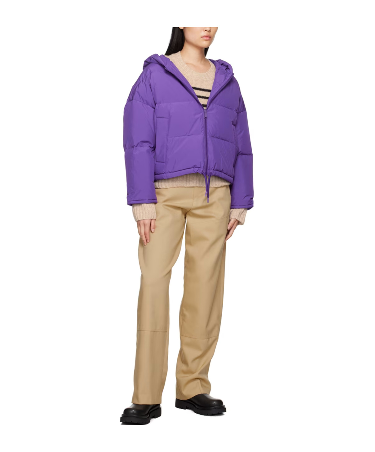Yves Salomon Purple Hooded Reversible Down Jacket In Purple