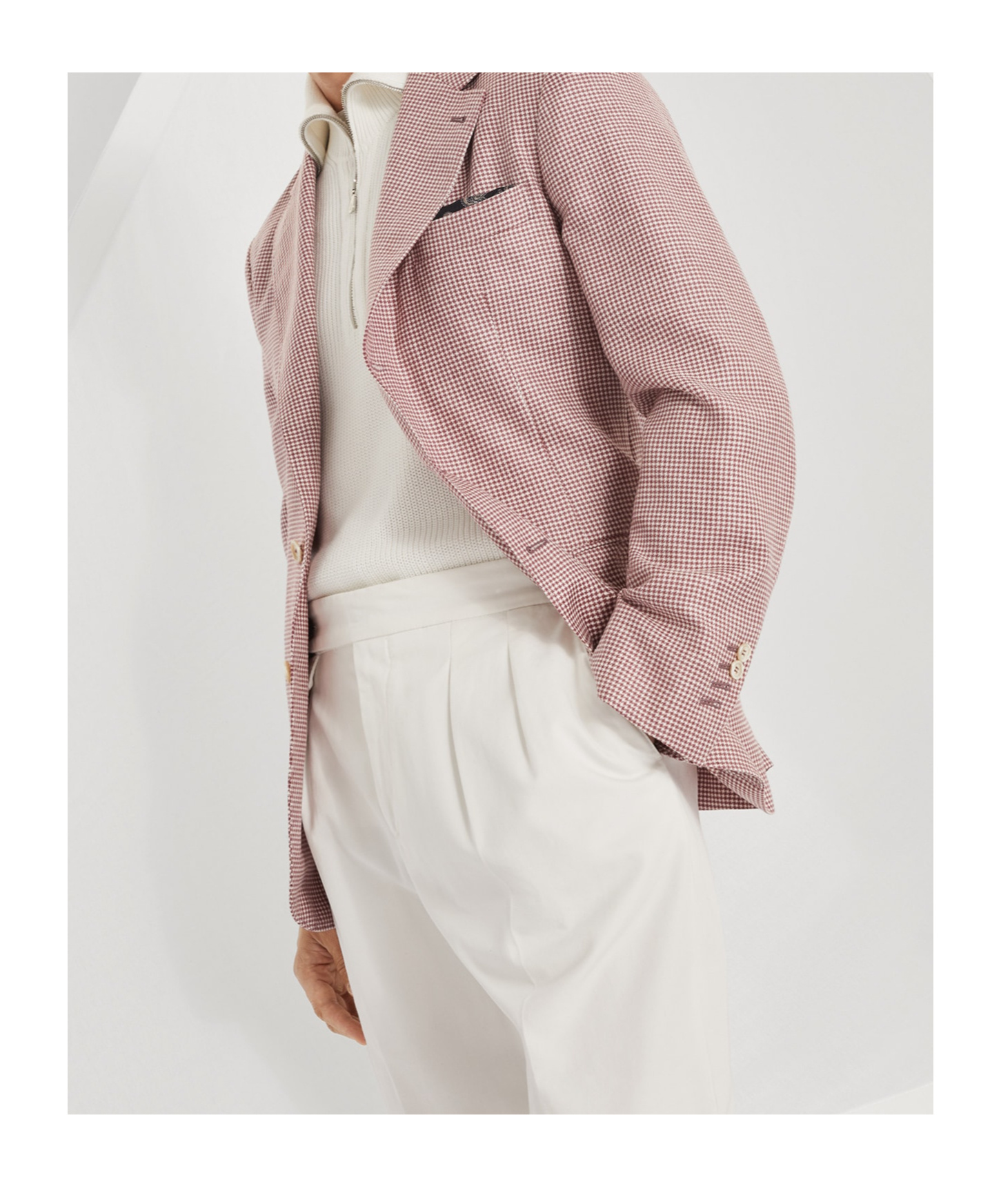 Brunello Cucinelli Houndstooth-pattern Blazer In White