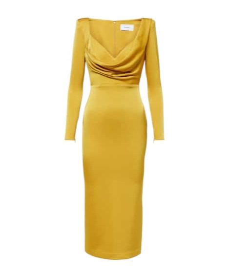 Alex Perry Flowing Midi Dress In Yellow