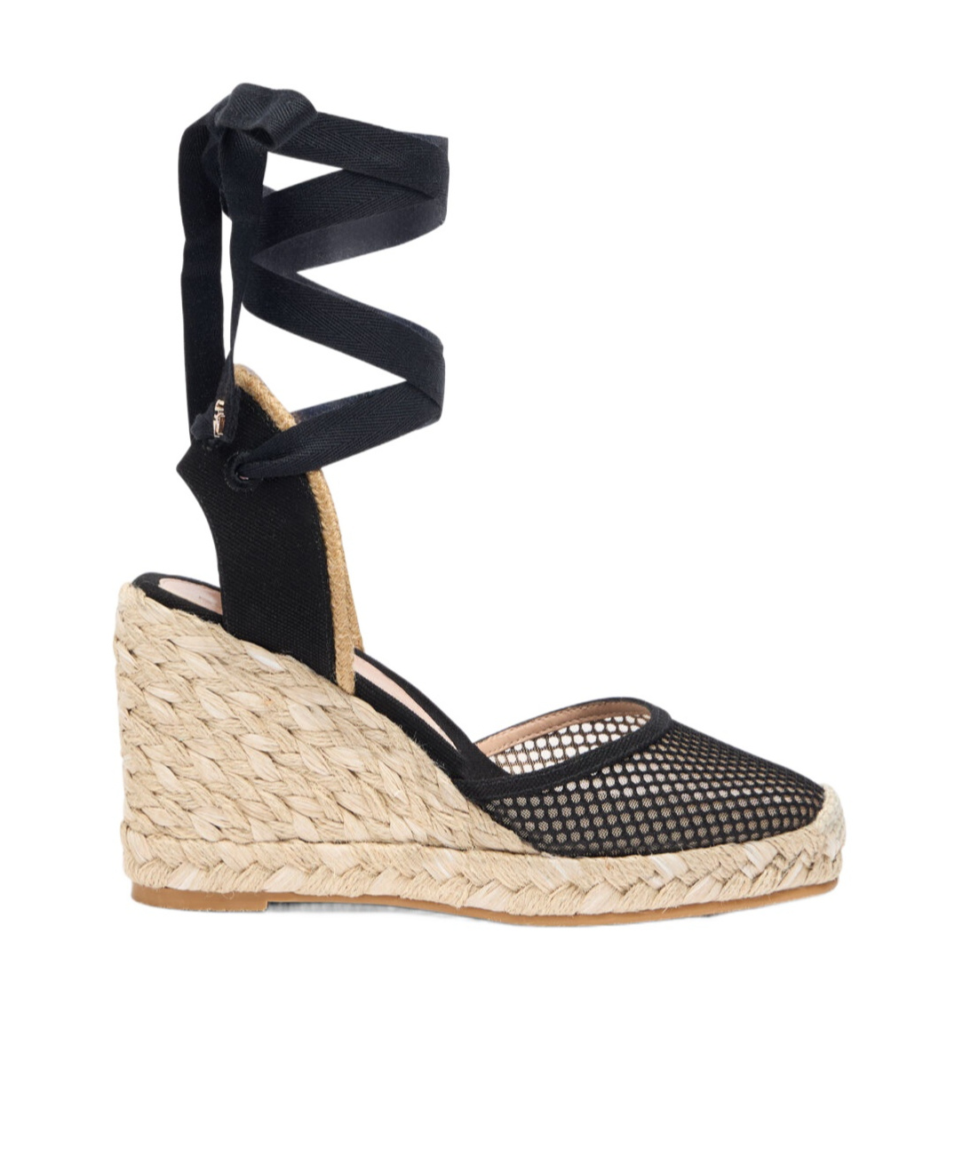Stuart Weitzman Lace-up Mesh Wedge Sandals
