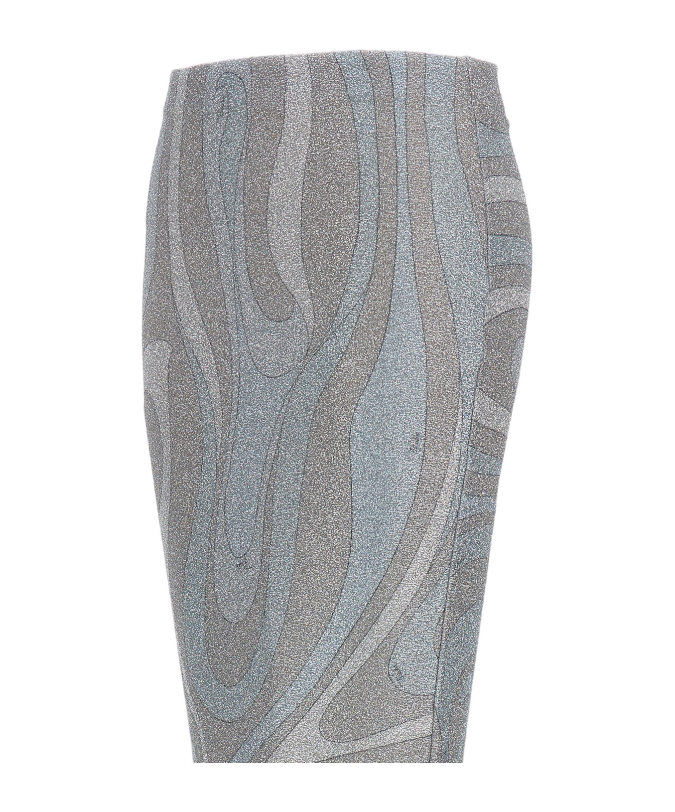 Pucci Flame Jersey Skirt With Print And Logo In Gray