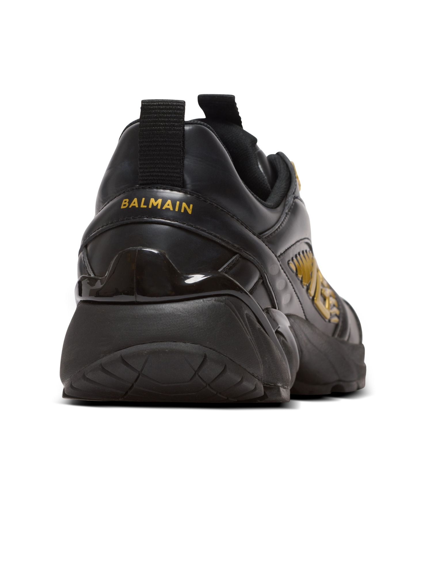Balmain Cosmic Dust Glazed Leather Chunky Trainers In Black