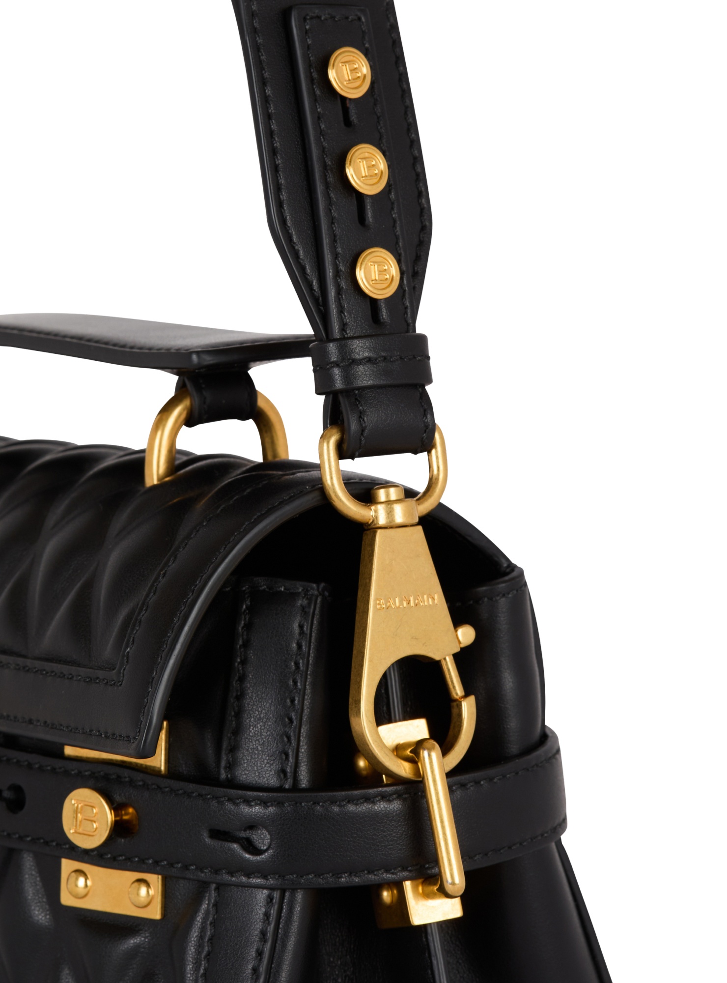 Shop Balmain B-buzz 23 Bag In Diamond-quilted Calfskin In Black
